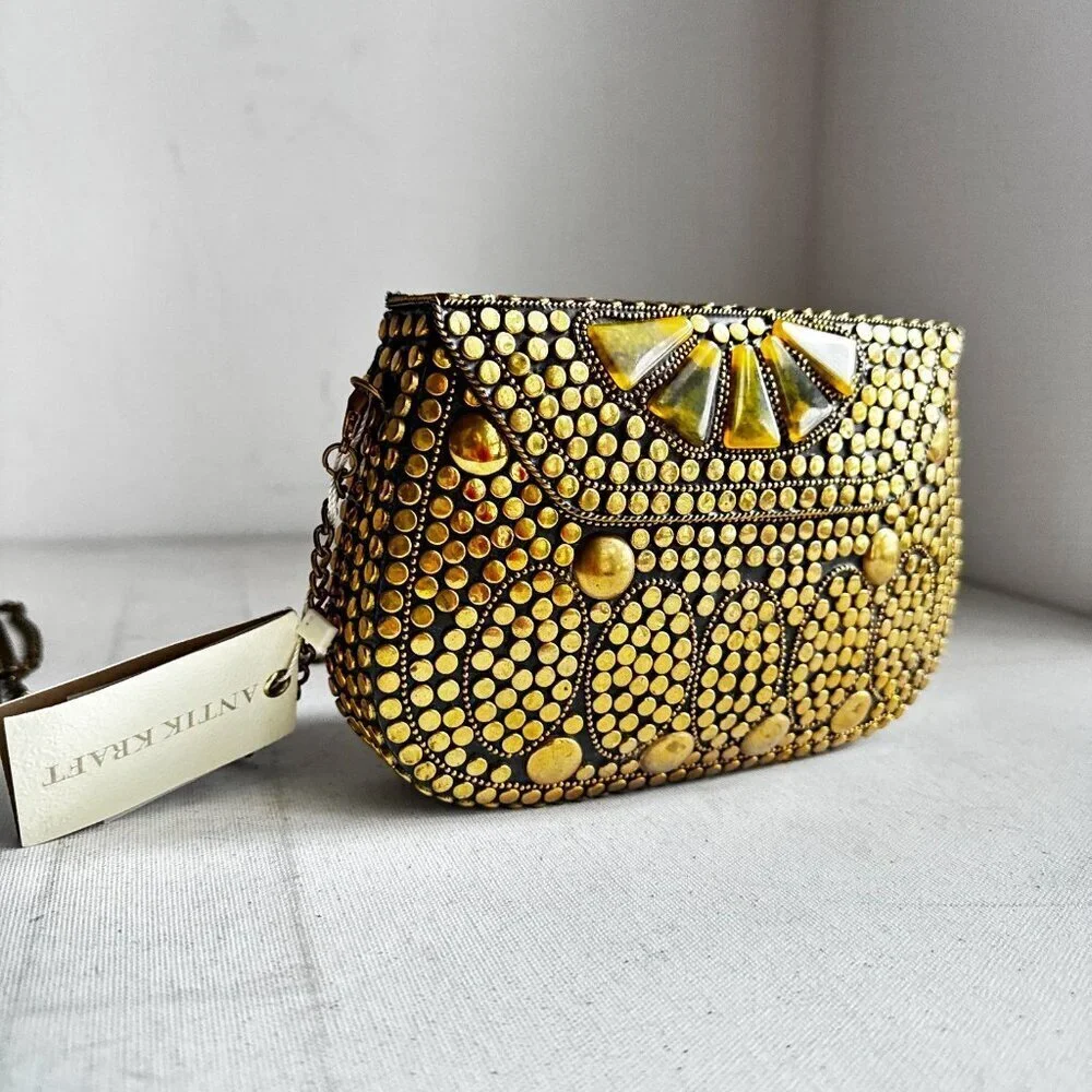Antik Kraft Metal Studded Detail Small Crossbody Purse bag